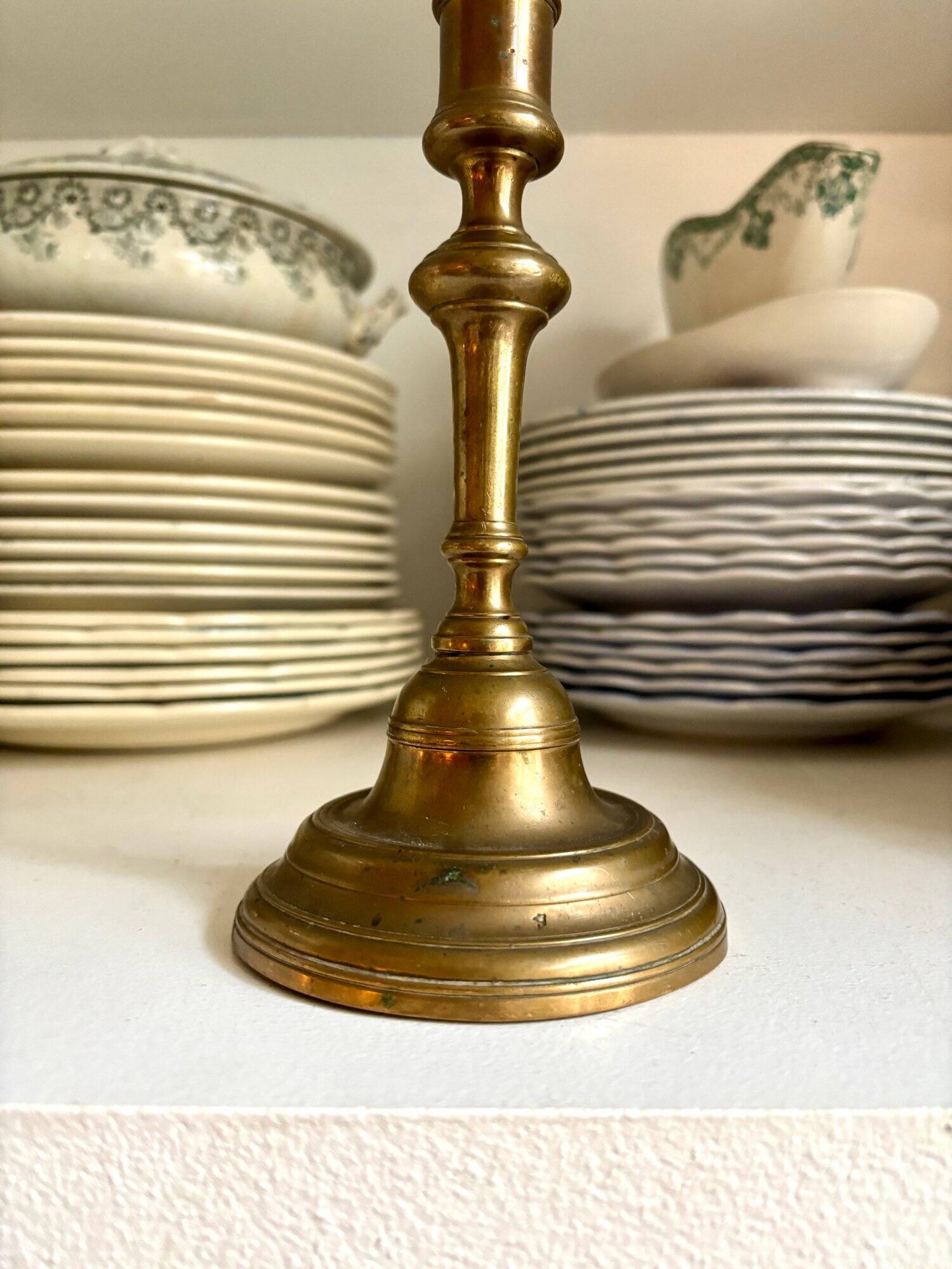 Golden brass candle holder