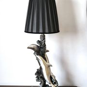 Large sculptural lamp MIDA Argenti silver dolphins Italy