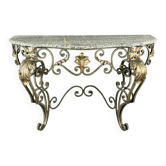Wall console in wrought iron, 20th century