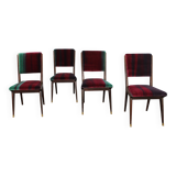 Mid-Century Velvet Dining Chairs, 1950s, Set of 4