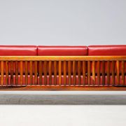 Johannes Andersen modern mid-century Danish canapé in rosewood and burgundy leather