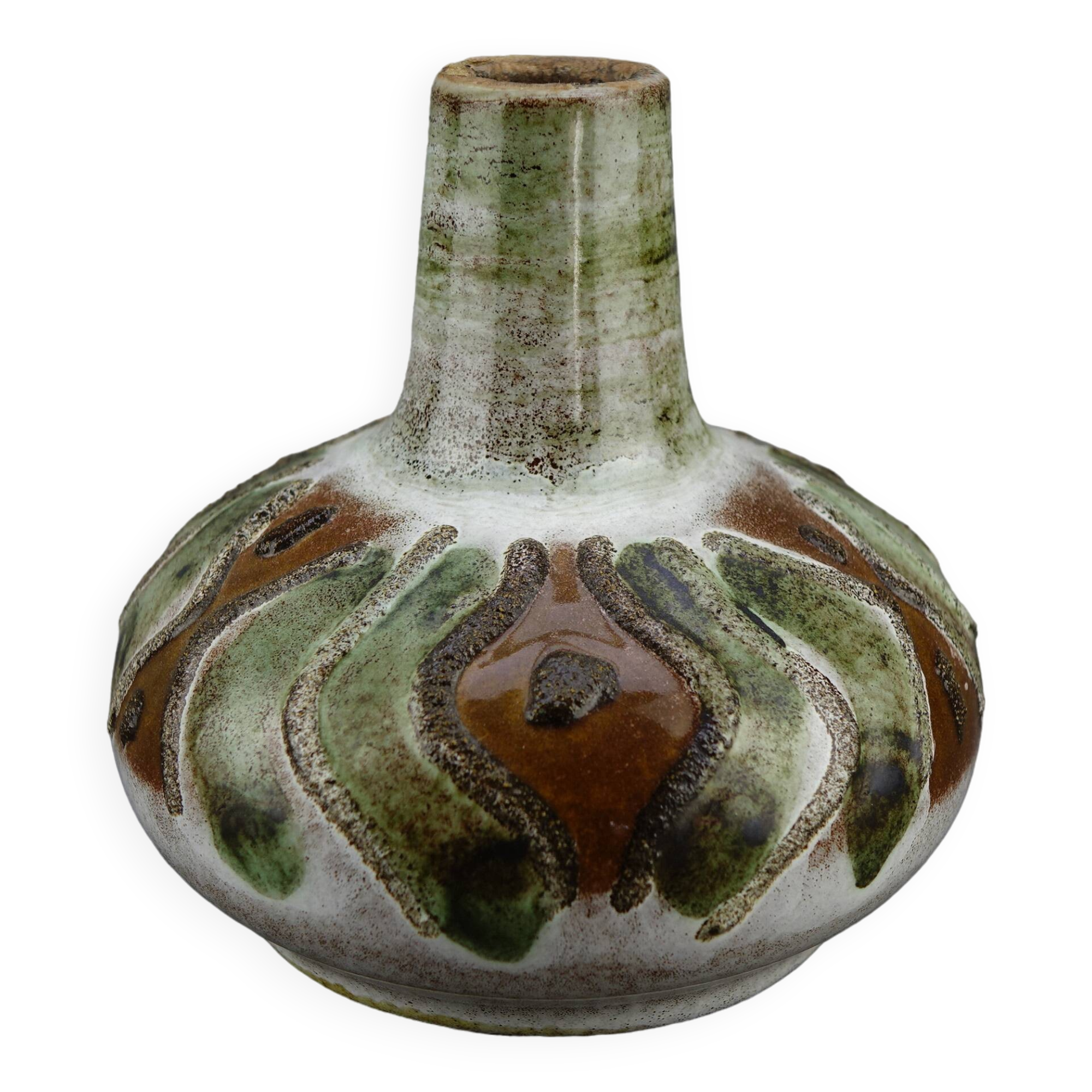 Vase pansu en terre cuite émaillé vintage design 50-60