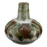 Vintage design enamelled terracotta pot-bellied vase 50-60