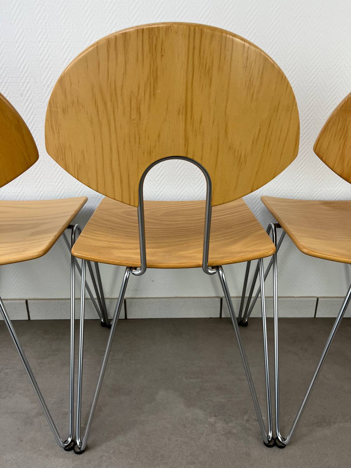 6 Mikado chairs 1800, stackable, design by Walter Leeman for Kusck&co.