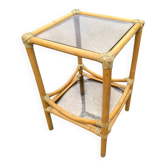 Table d'appoint en bambou et plateaux en verre