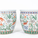 Pair of Canton porcelain planters, circa 1950