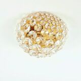 Mid Century Crystal Glass & Gilt Brass Wall Lamp from Palwa, Germany, 1970s