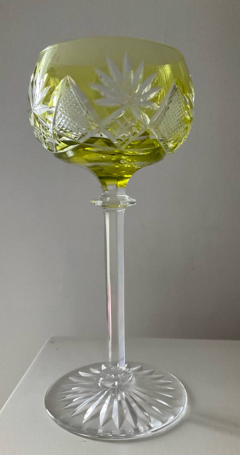 Pair of cut crystal wine glasses