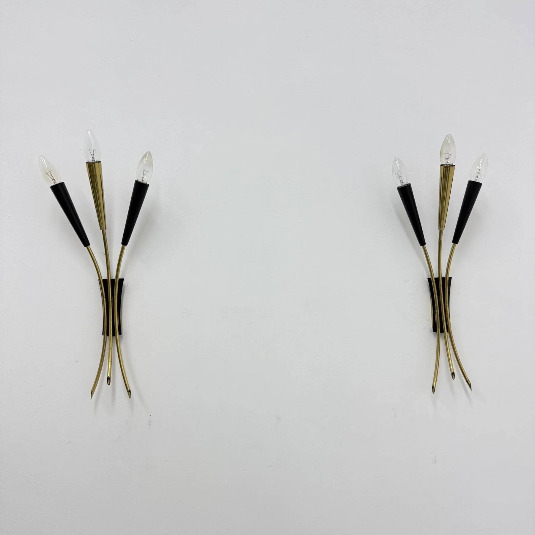 Mid-century Stillovo style brass wall light, 1950s