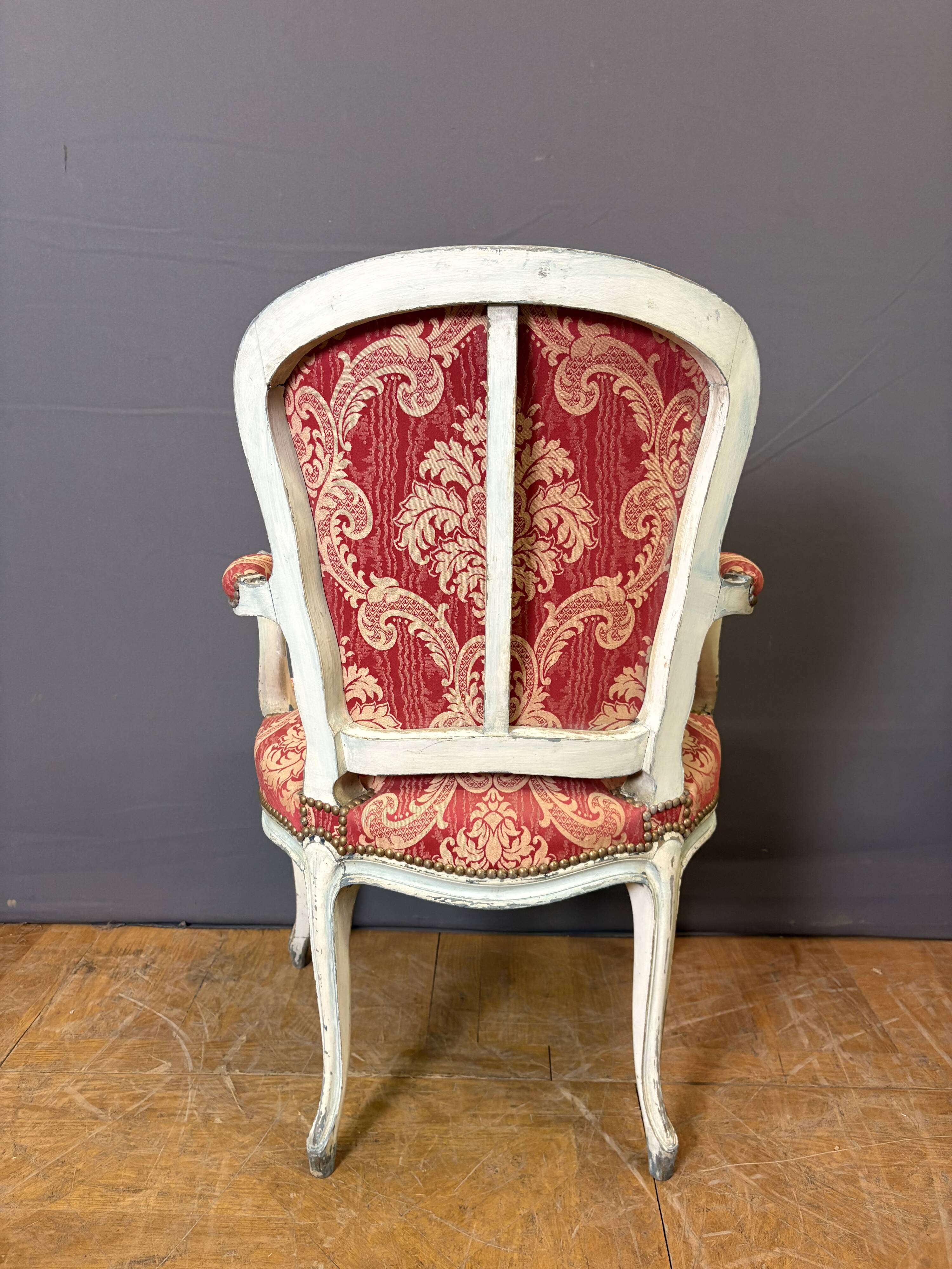 Paire de Cabriolets de Style Louis XV en Hêtre polychrome
