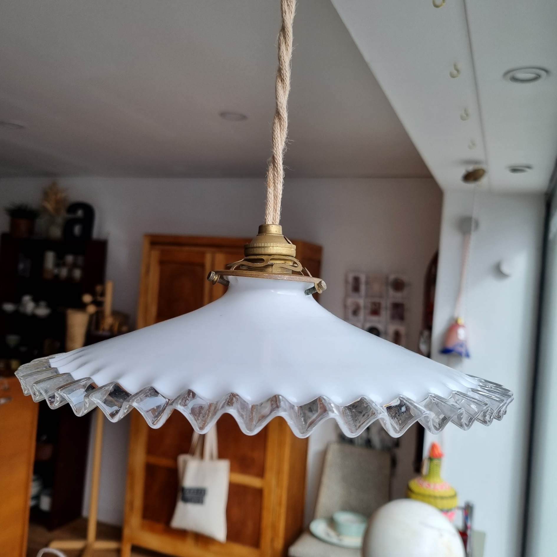 Opaline white pendant light