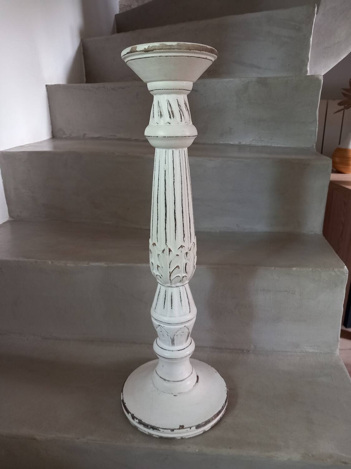Large carved wood candlestick
