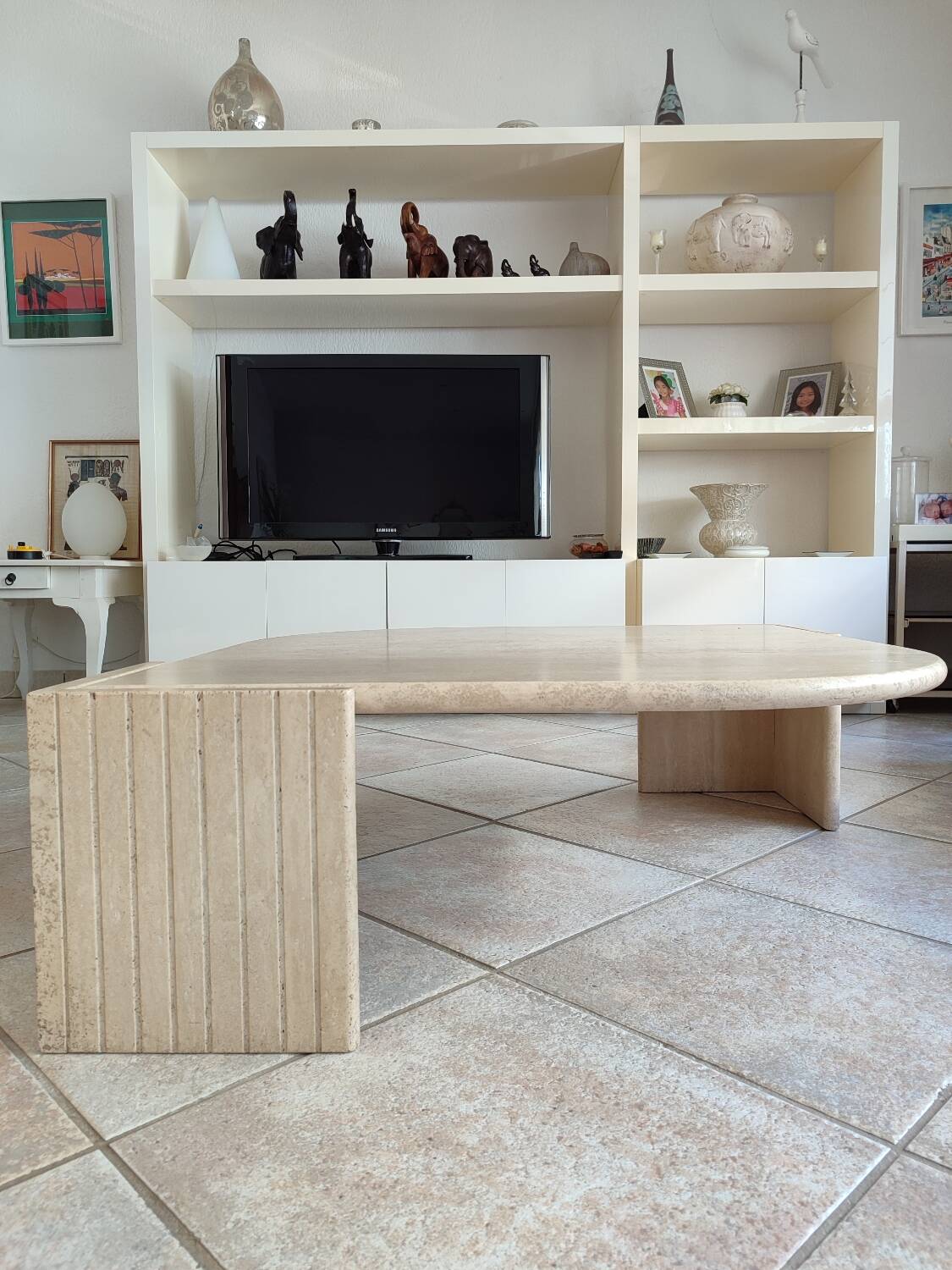 Travertine coffee table
