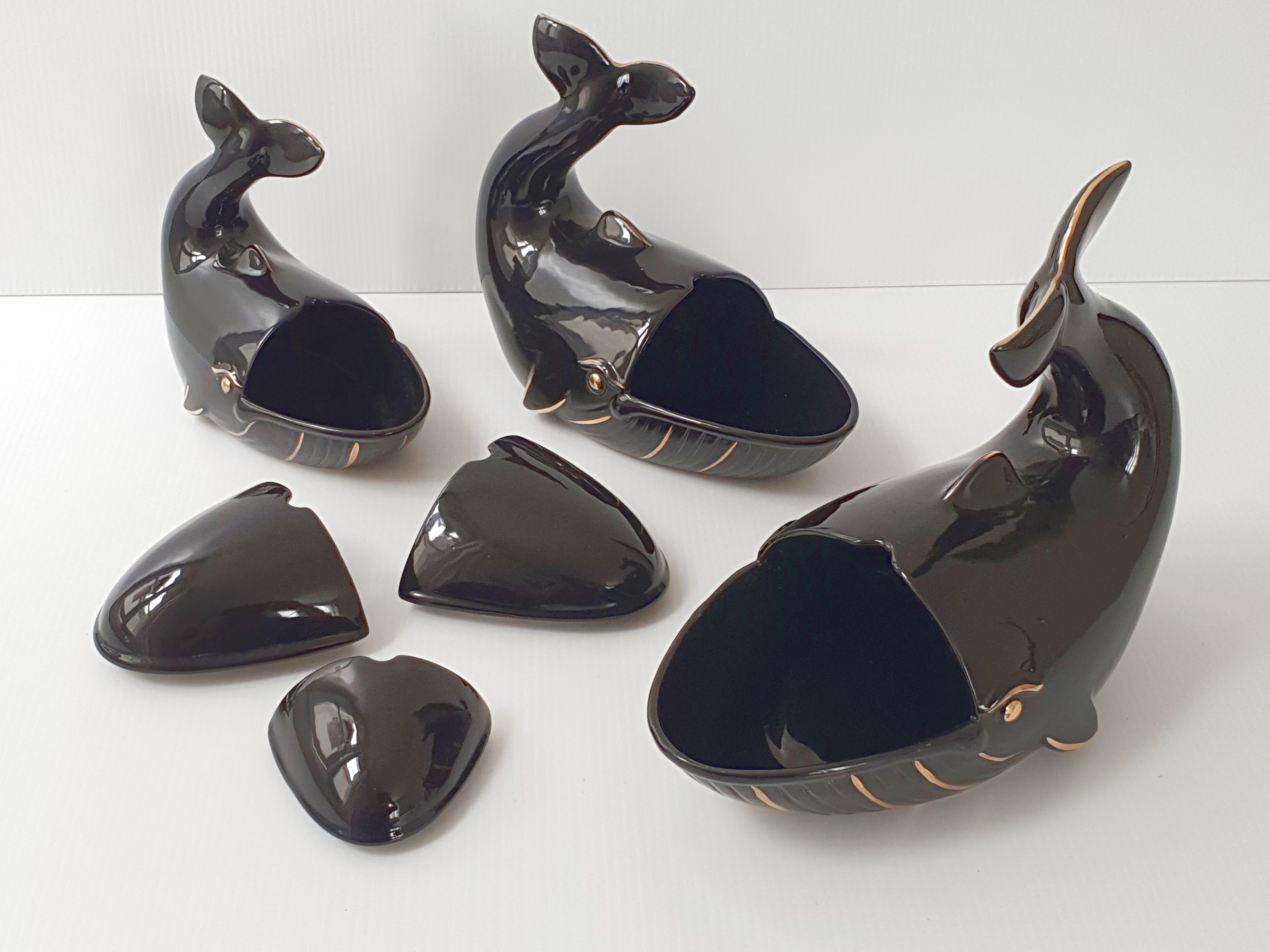 Suite de 3 vide-poches baleine 1960 vintage
