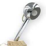 Brutalist travertine table lamp, Italy 1970s