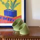 Space age set of 2 green ceramic vide poche, Sicart Italy ca. 1970