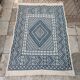 White and blue margoum rug hand-woven in natural wool
