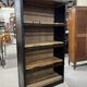 Vitrine industrielle en fer forgé et en bois