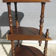 Wall-mounted corner display with 3 mahogany shelves