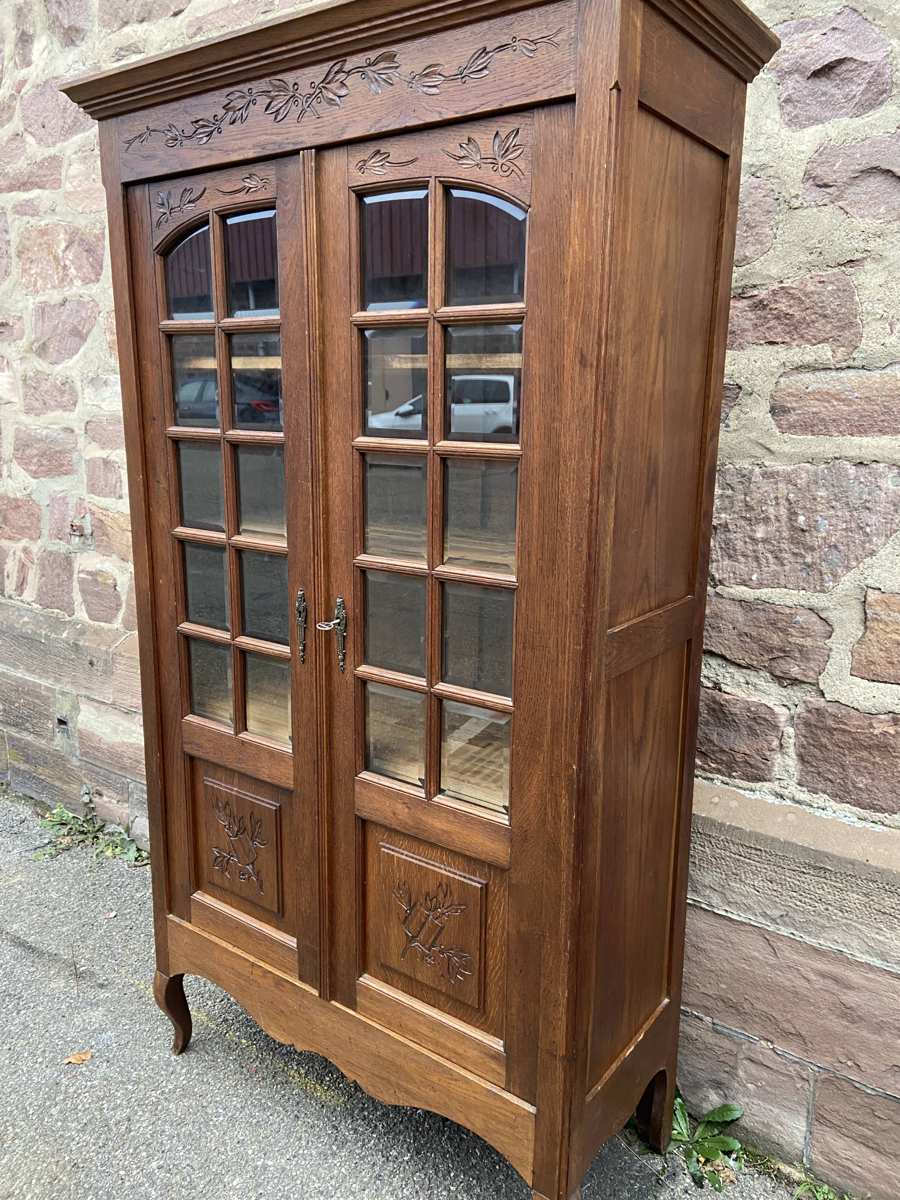 Display Cabinet Silver Cabinet Bookcase Provence Rocaille Louis XV Carved Oak 1920