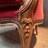 Large Louis XV style bergere chair in red velvet