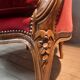 Large bergere de style Louis XV  en velour rouge