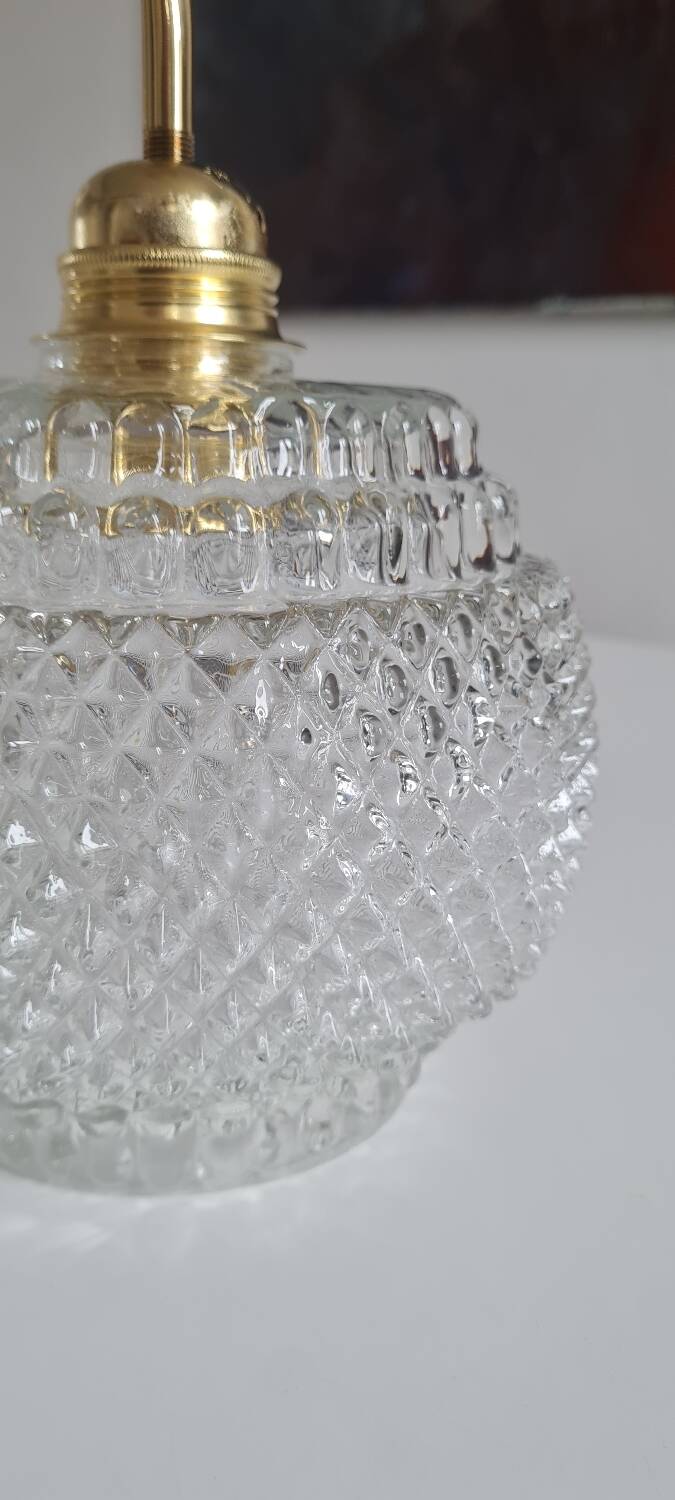 Pair of chiseled glass sconces