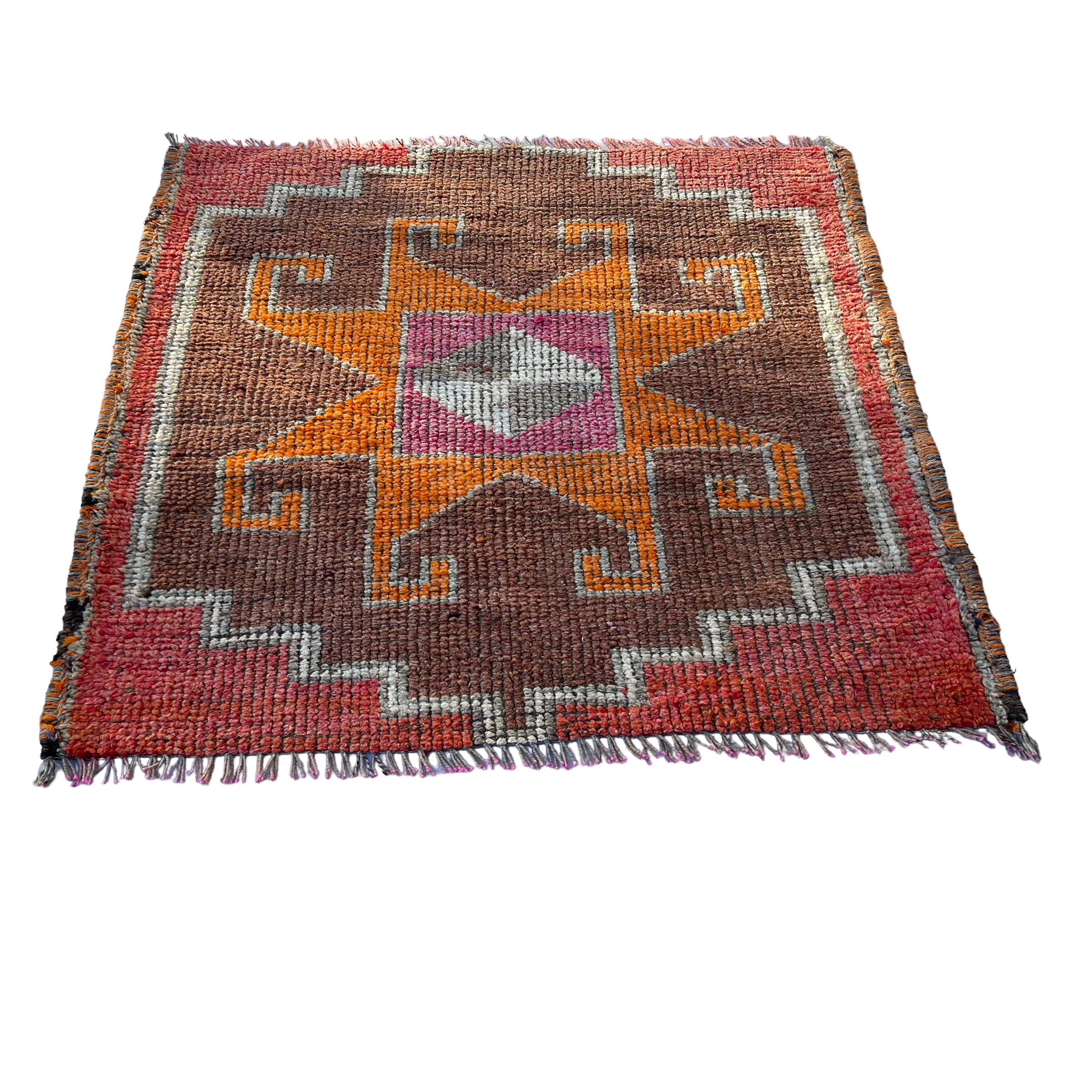 Tapis herki kurde vintage, 100 x 100 cm