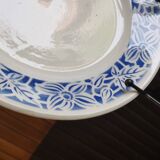 4 assiettes plates en faïence bleue et blanche de K&G Lunéville, modèle Blida