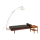 Danish mid century teak daybed in black leather, 1960s