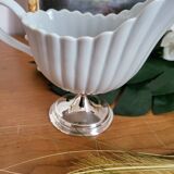 Porcelain and silver-plated gravy boat