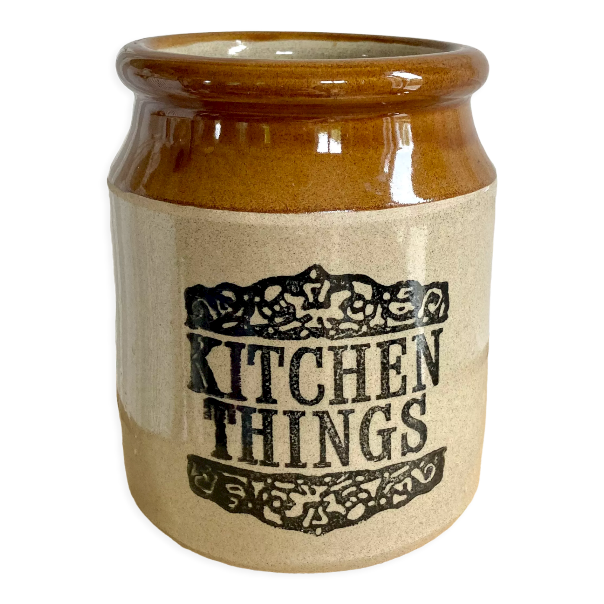 English two-tone stoneware pot