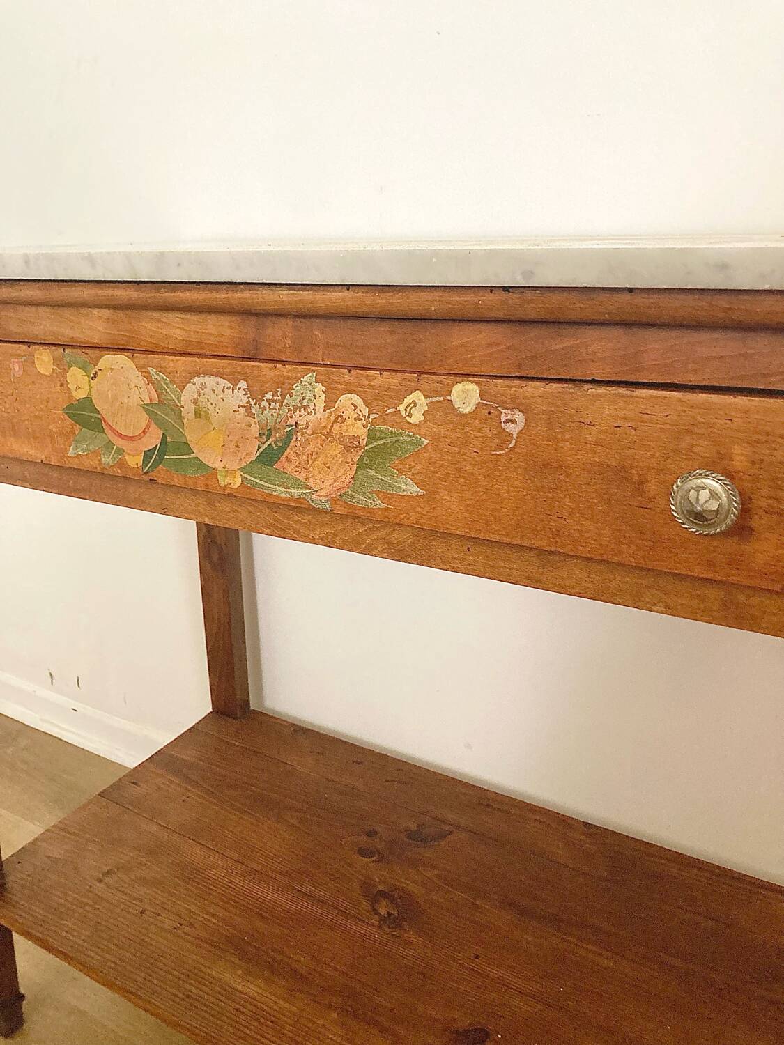 Wooden and marble console table