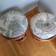 Pair of wicker rattan stool poufs