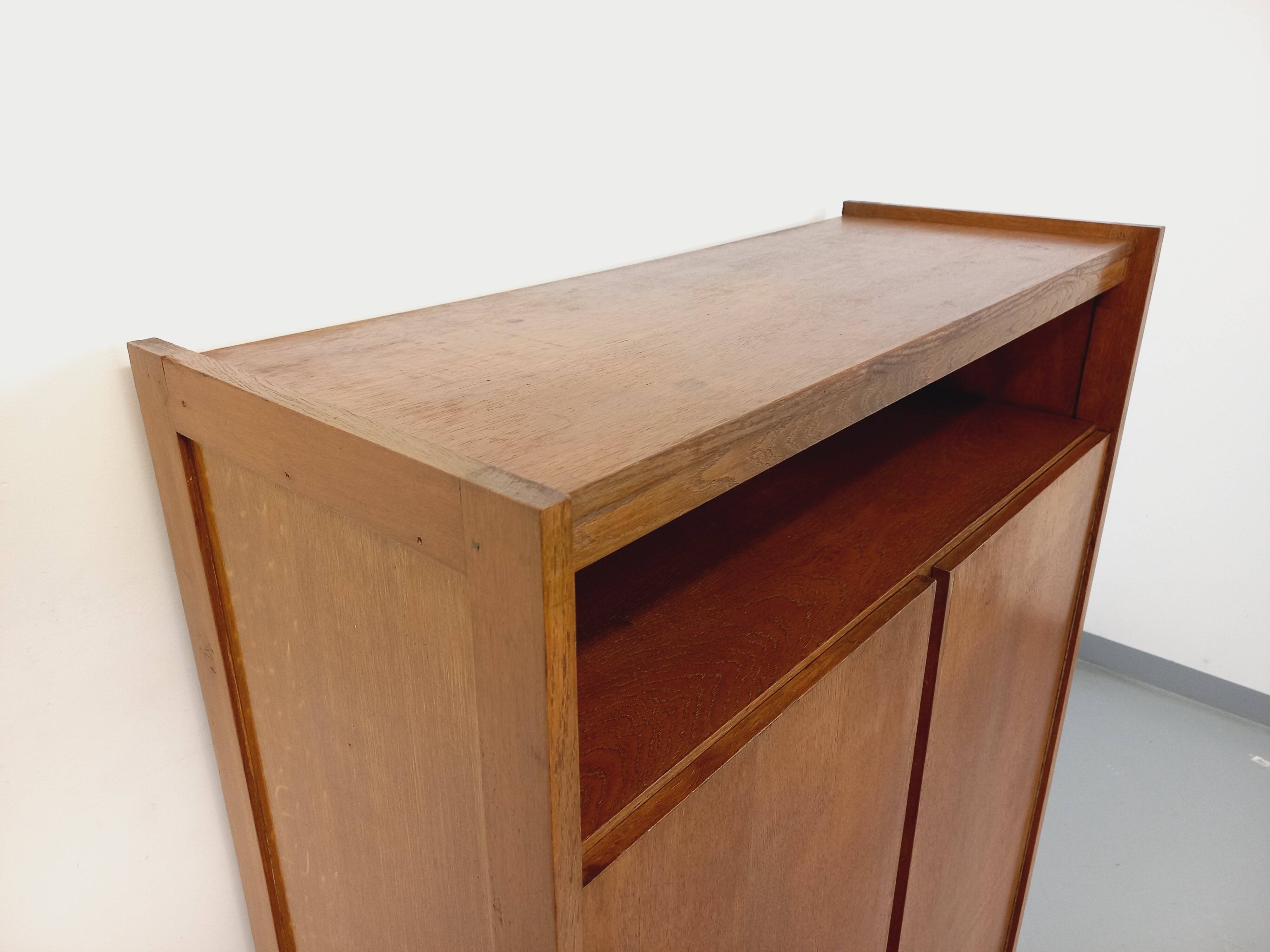 Small vintage oak wood cabinet from the 60s