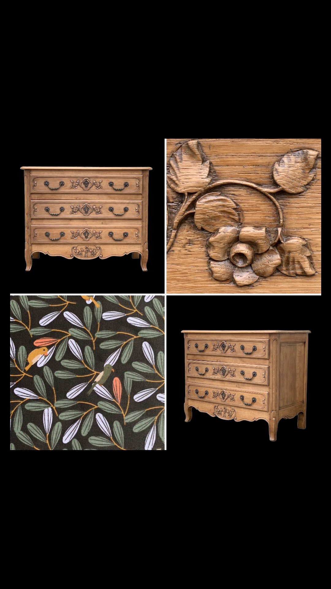 Louis XV style chest of drawers in solid raw oak, 1920