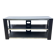 Tv hi-fi unit in black melamine and brushed aluminium, vintage 80s.