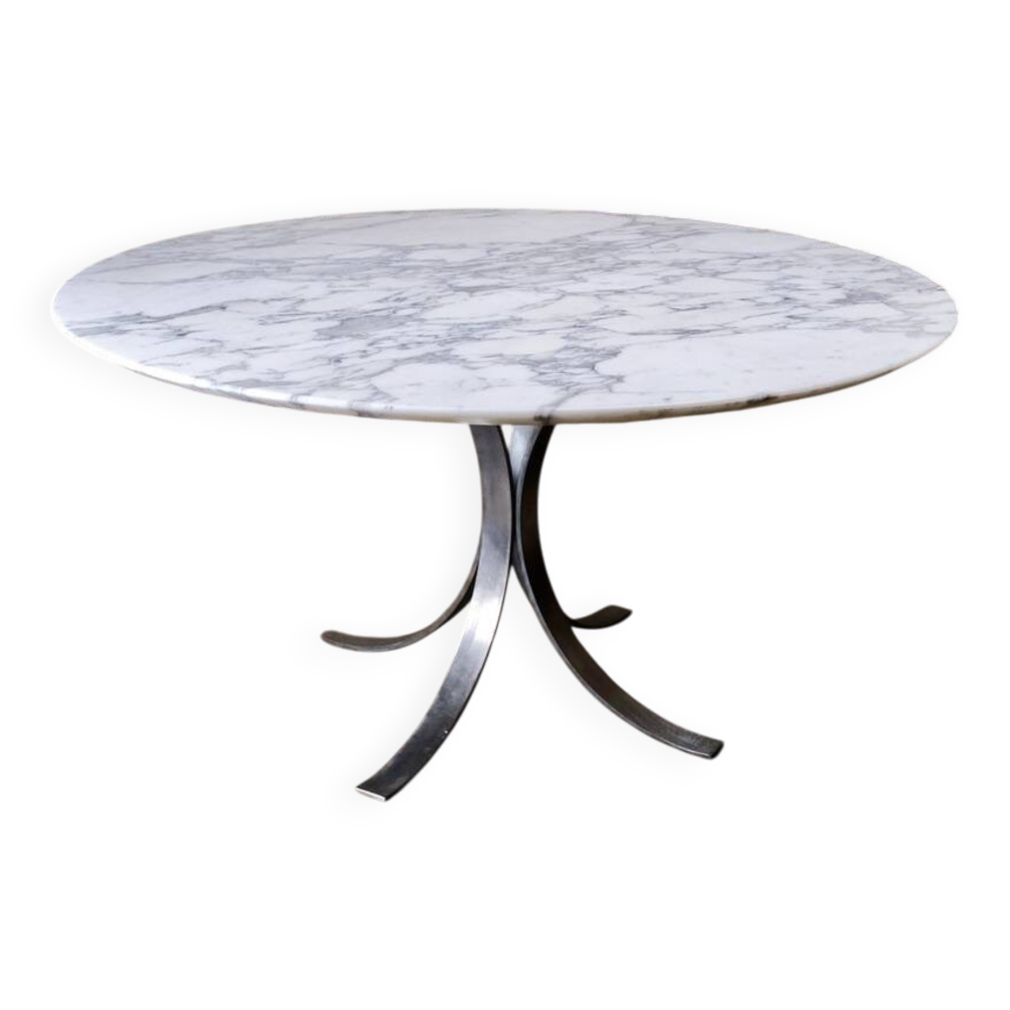 Large table ronde en marbre de Carrare, Italie, 1970s