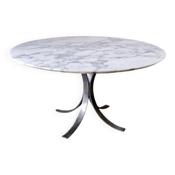 Large round Carrara marble table, Italy, 1970s