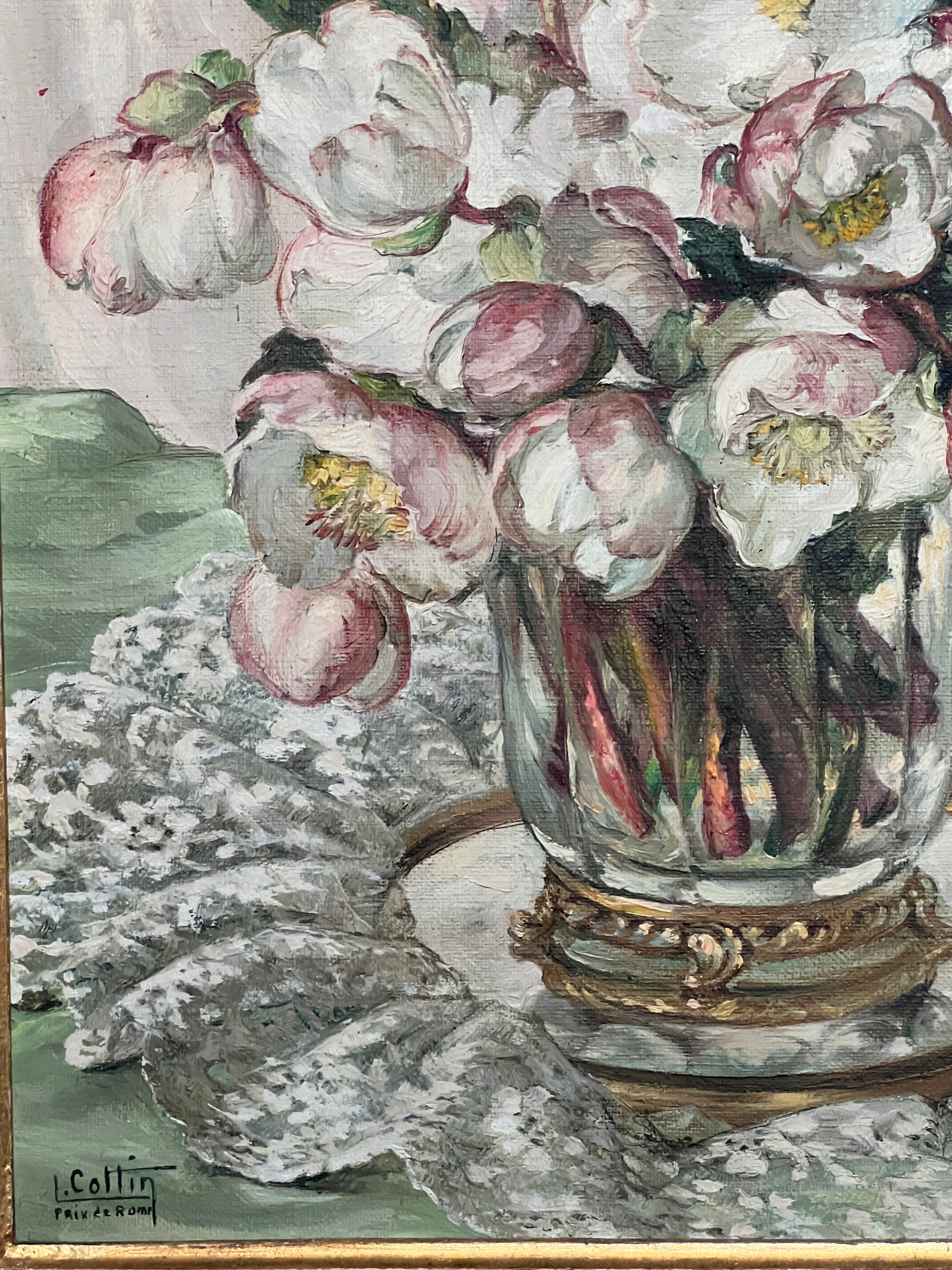 Painting Bouquet of Roses by Louise Cottin (1907-1974)