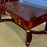 Empire flat desk, mahogany, double-sided, gilded bronzes