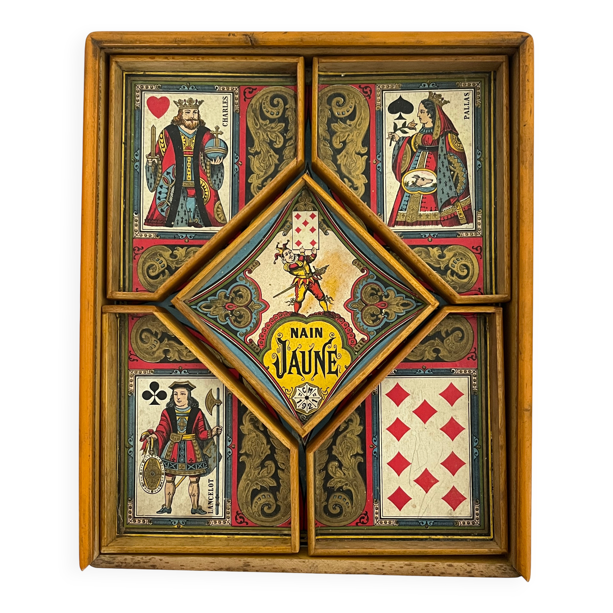 Old game of nain jaune with its bone tokens.