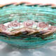 Vintage XL dish in openwork slurry with blue-green and old pink spirals