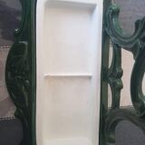 Castirone green enamelled cast iron umbrella stand and removable white tray