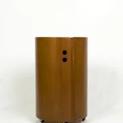 Round wood bar cabinet with glass top, Italy 1960s