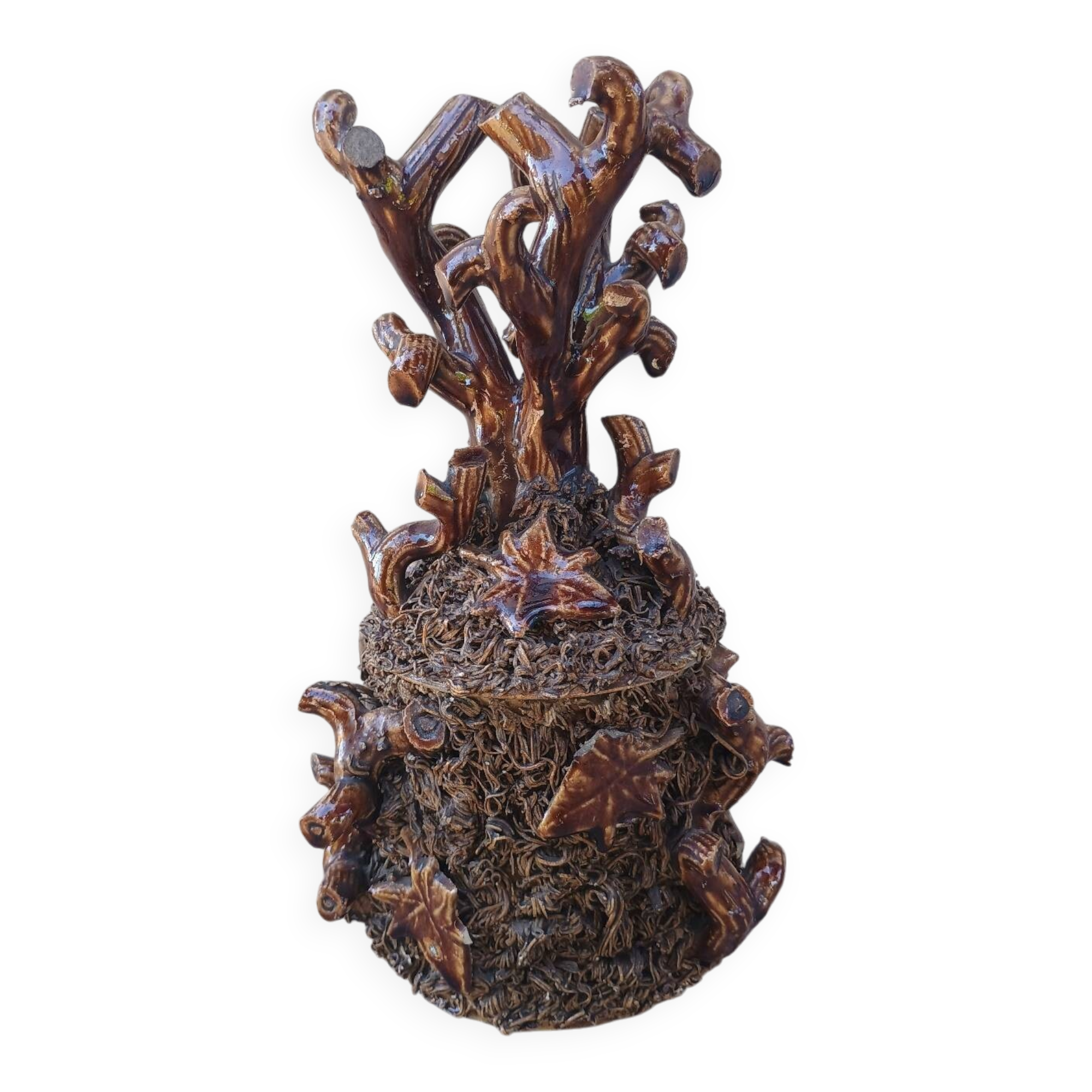 BOSSOT in Ciry-le-Noble (71) Stoneware tobacco pot with naturalist decoration