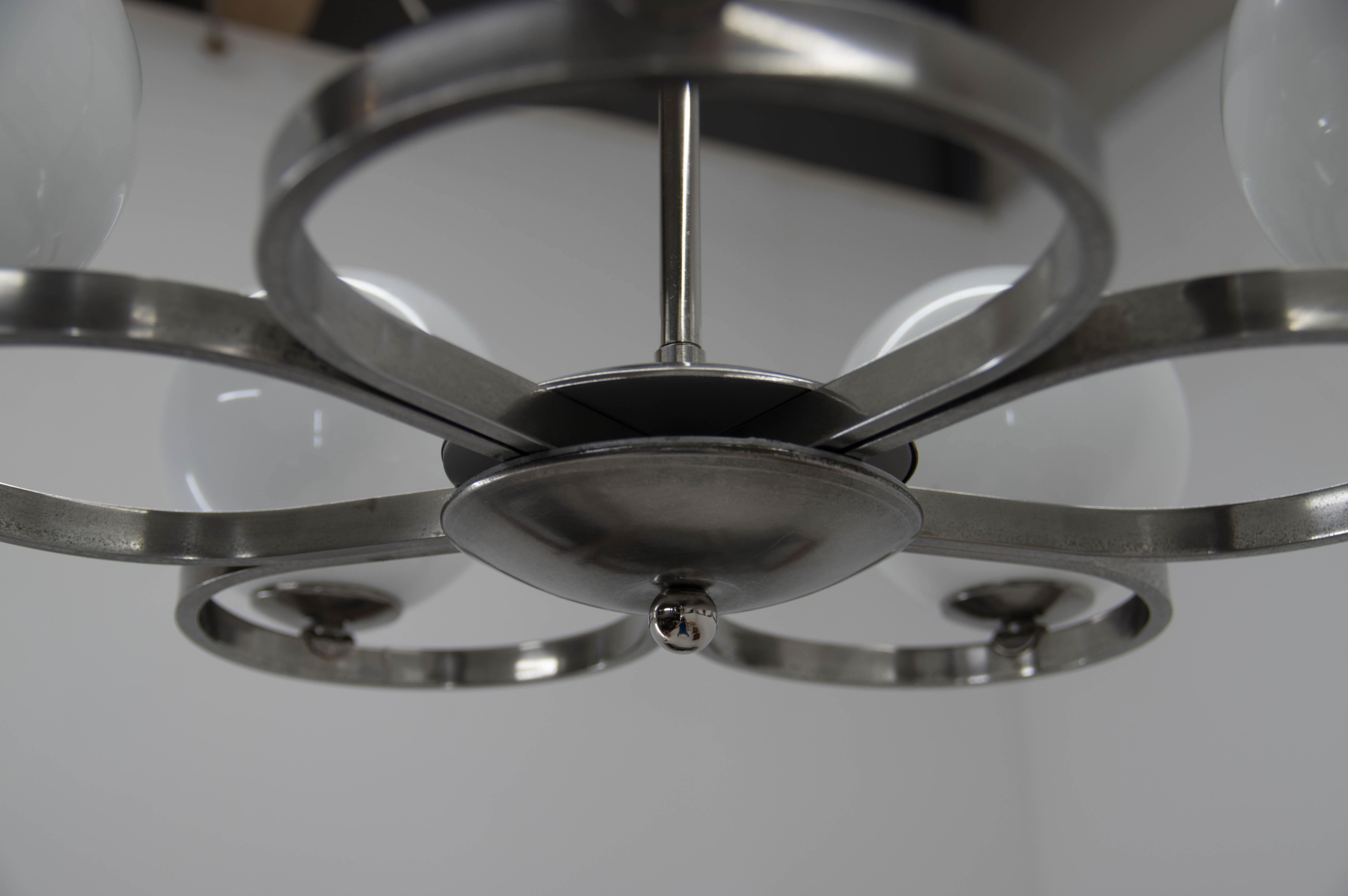 Art deco nickel-plated chandelier, 1930