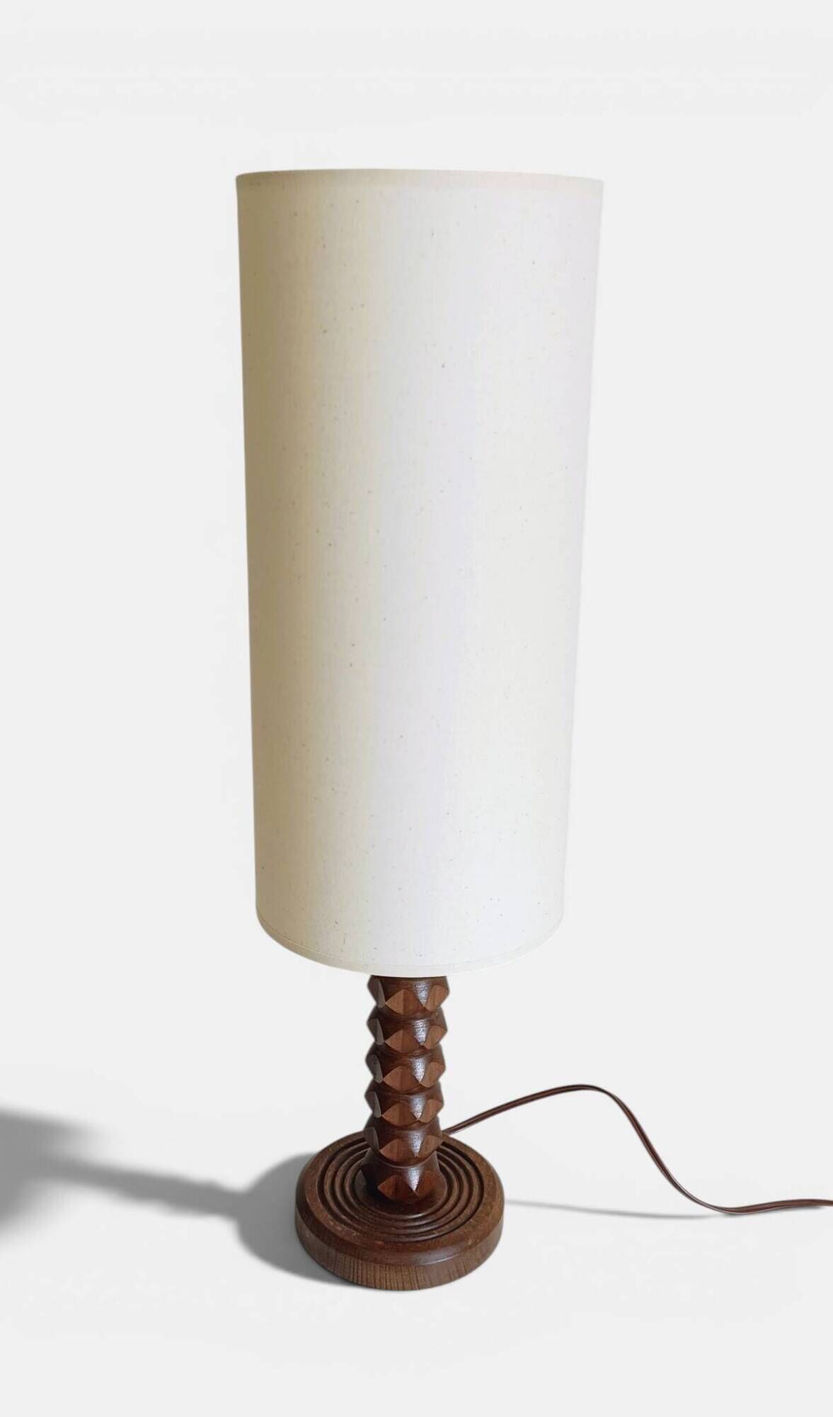 Art Deco wooden table lamp by Charles Dudouyt, France, circa 1930s.