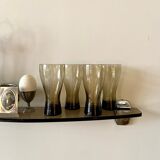 4 smoked glass glasses