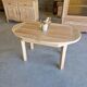 Oval wooden table – 2 extensions – sandblasted & varnished